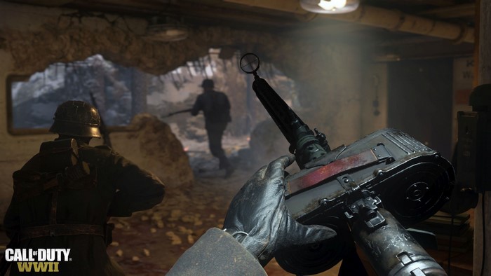 Call of Duty: WWII gameplay with soldier holding a gun