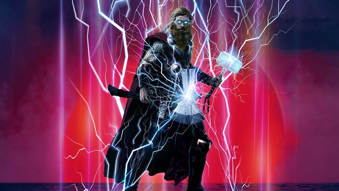 Thor from Marvel Cinematic Universe with Mjolnir