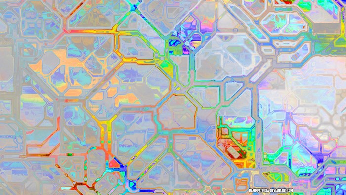 Abstract digital art with colorful circuit board pattern