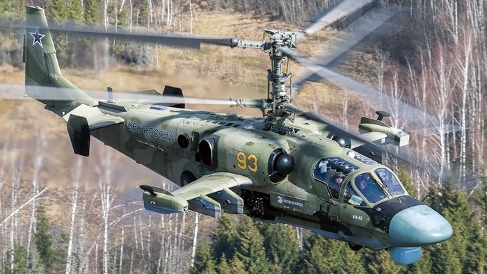 Kamov Ka-52 "Alligator" attack helicopter in flight