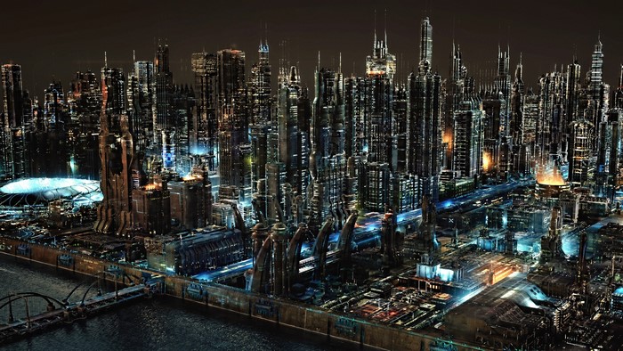 Futuristic Cyberpunk Cityscape at Night