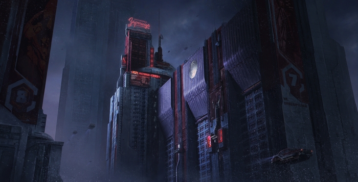 Sci-Fi Cityscape with Retro-Futuristic Architecture