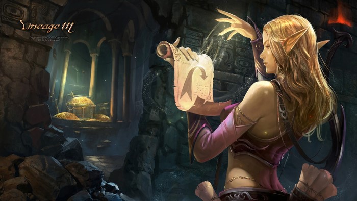 Lineage M Elf with Scroll and Treasure Chest