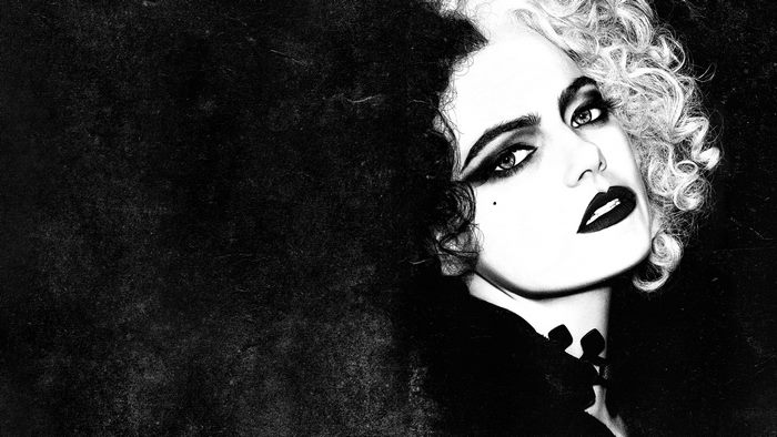Emma Stone as Cruella in Black and White