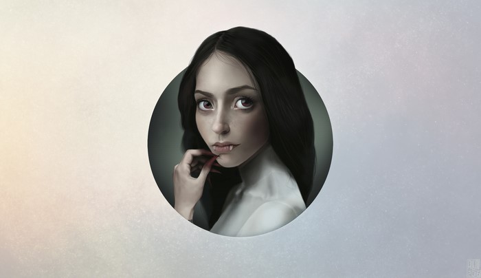 Portrait of a vampire woman with dark hair