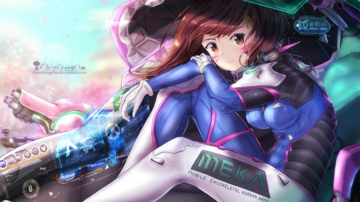 D.Va from Overwatch in her MEKA