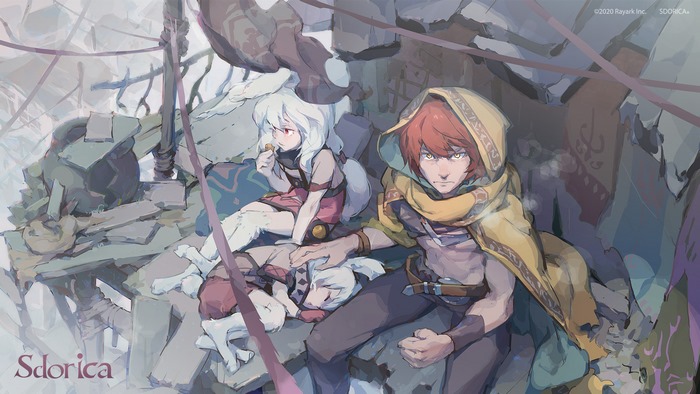 Sdorica characters in a ruined environment