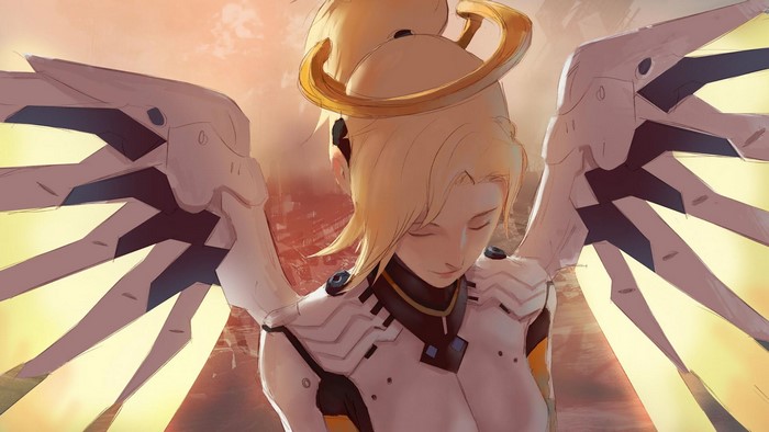 Mercy from Overwatch with wings