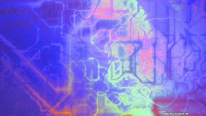 Abstract digital art with purple and neon lines