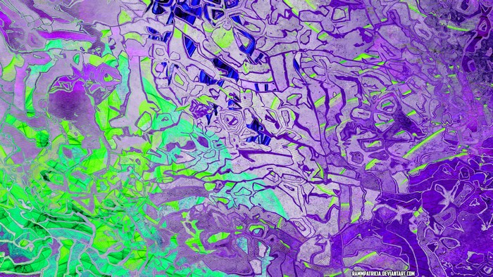 Abstract digital art with purple and lime green