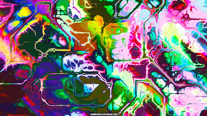 Abstract digital art with iridescent and colorful patterns
