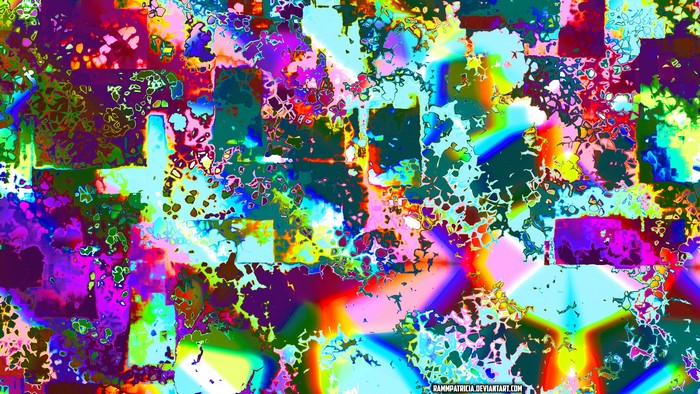 Digital art with iridescent and colorful abstract patterns