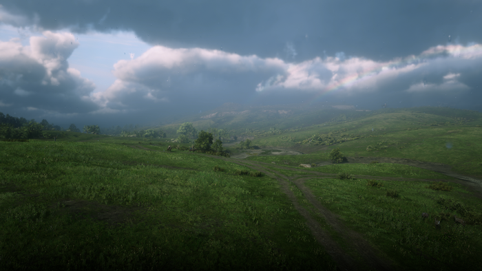Red Dead Redemption 2 landscape with stormy sky