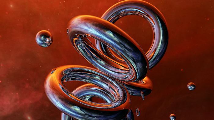 Abstract 3D Reflective Rings Digital Art