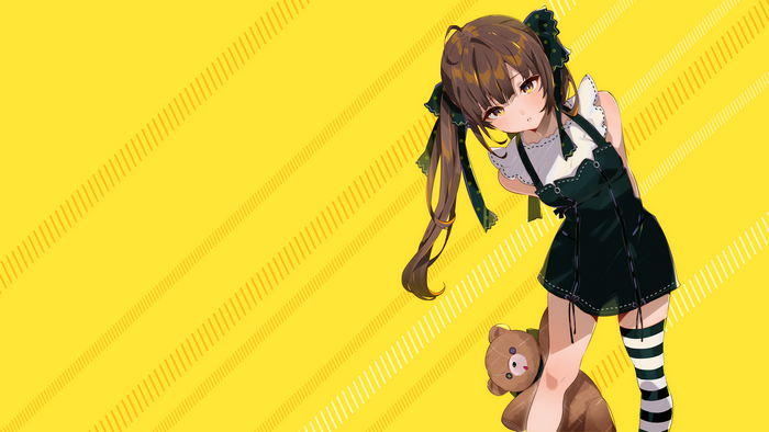Anime girl with twintails and teddy bear