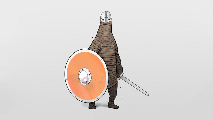 Bad North warrior with shield and sword