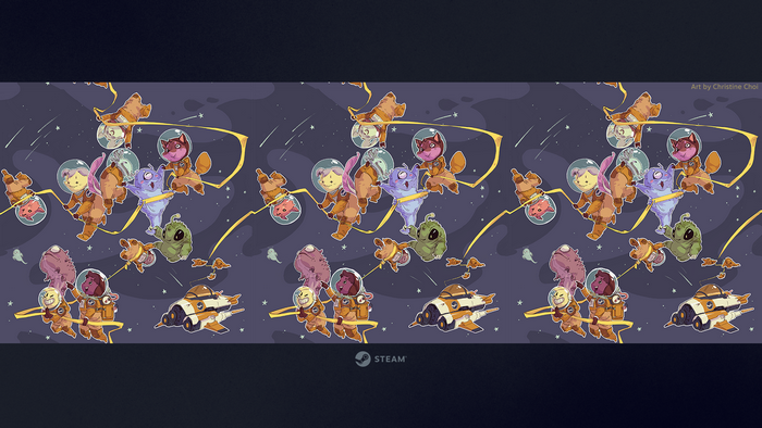 Astronaut animals and aliens in space art by Christine Choi