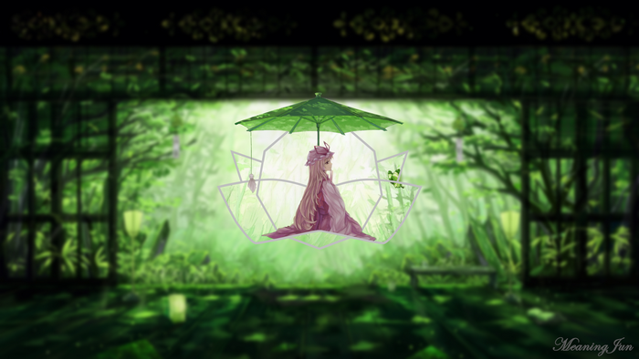 Yakumo Yukari from Touhou Project with a parasol