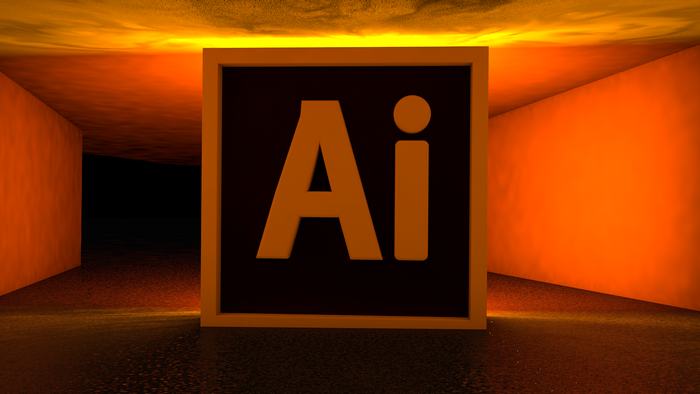 Adobe Illustrator Logo in a Fiery Orange Room