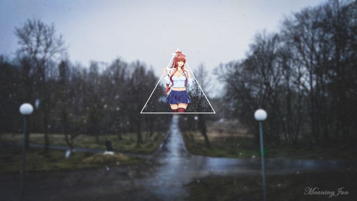 Monika from Doki Doki Literature Club in a park