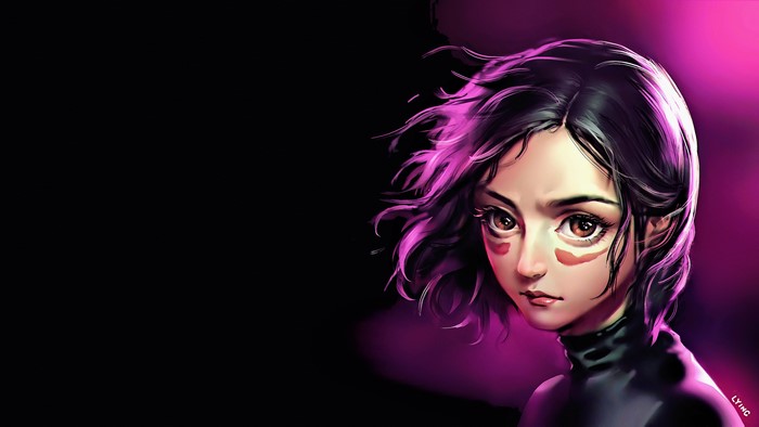 Alita from Alita: Battle Angel, digital art portrait