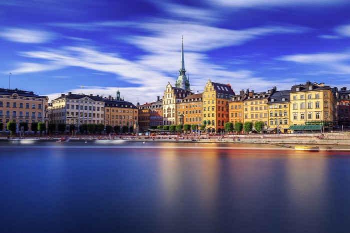Cityscape of Stockholm, Sweden with a river
