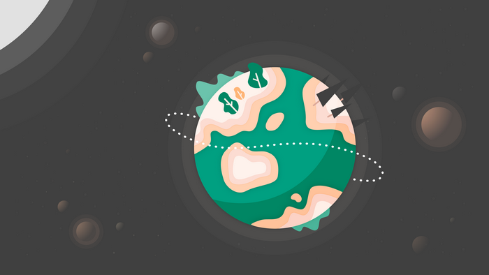 Stylized Earth with Orbiting Satellites and Planets 4K