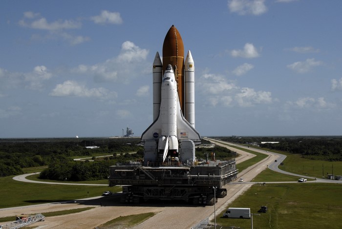 Space Shuttle Atlantis on launchpad at Cape Canaveral