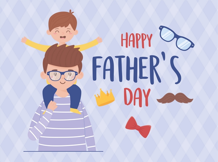 Happy Father's Day illustration with father and son