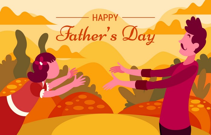 Happy Father's Day illustration with father and daughter