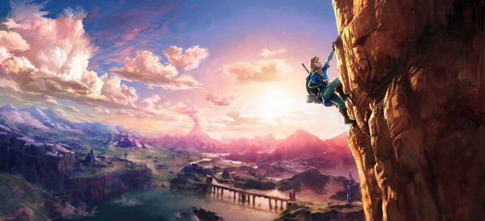 Link climbing a cliff in The Legend of Zelda: Breath of the Wild