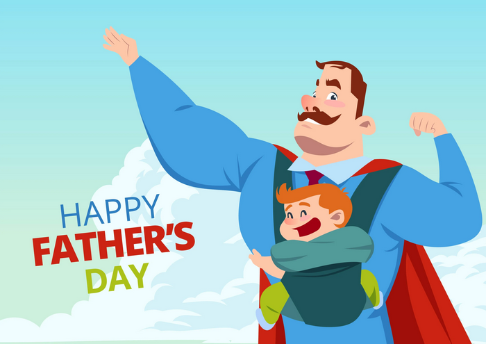 Happy Father's Day Superhero Dad with Baby