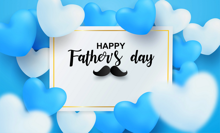 Happy Father's Day with Blue and White Hearts