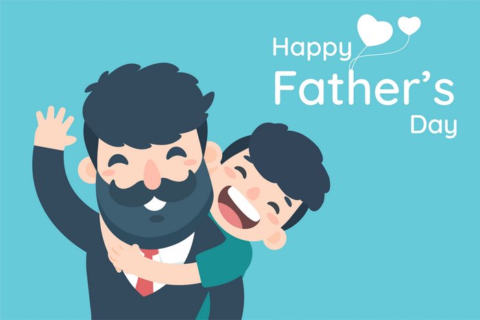Happy Father's Day illustration with father and son