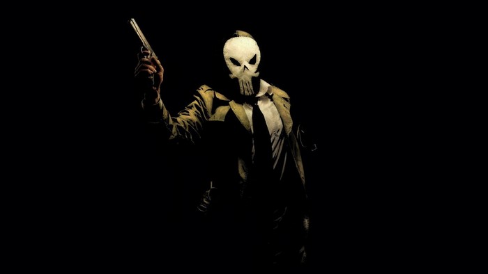 The Punisher from Marvel Comics holding a gun