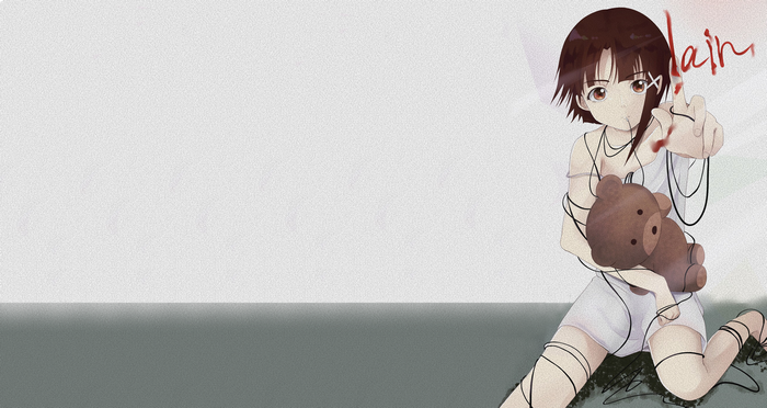 Lain Iwakura from Serial Experiments Lain with teddy bear