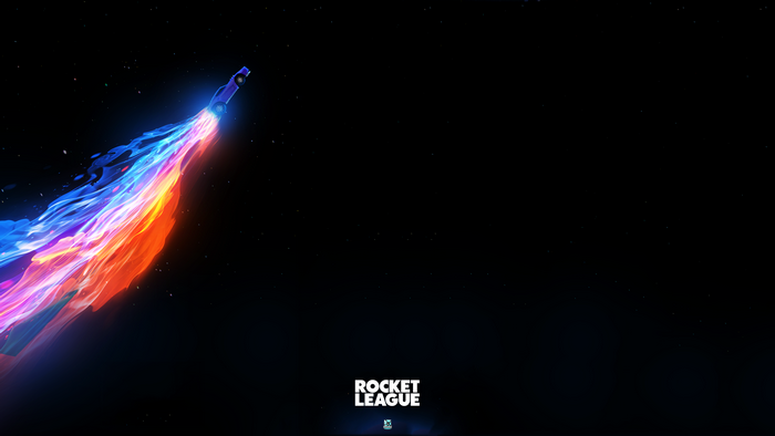 Rocket League car with colorful boost in space