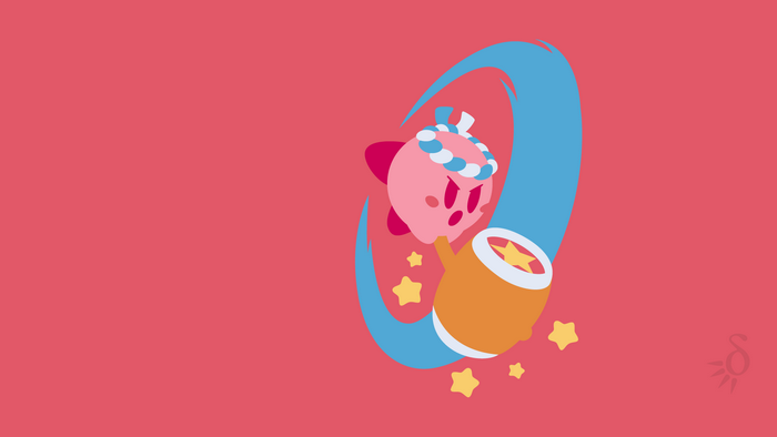 Kirby with Hammer and Stars