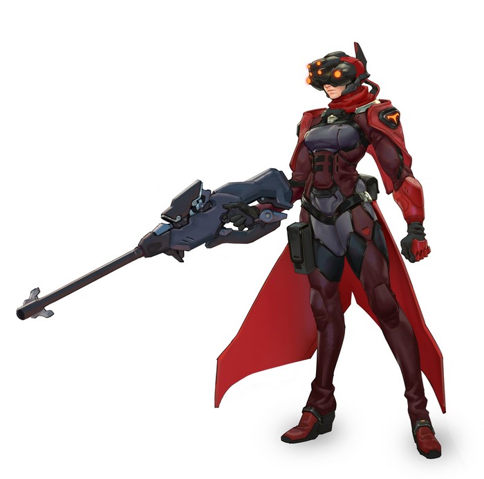 Widowmaker from Overwatch holding a sniper rifle