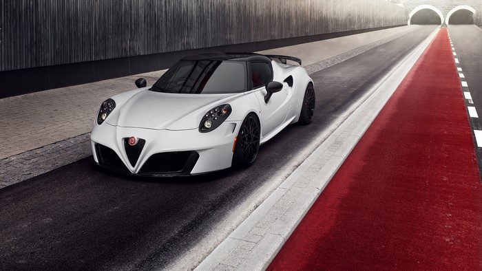 White Alfa Romeo 4C on a Road