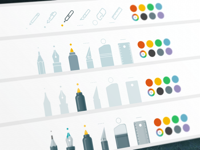 Digital art tools and color palettes