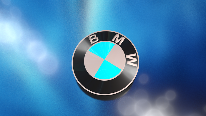 BMW logo on a blue textured background