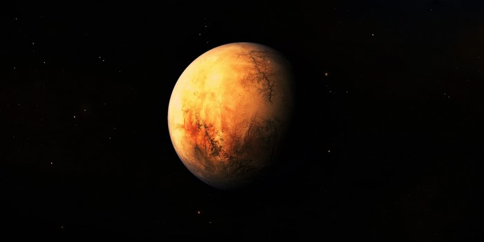 Planet in deep space with stars