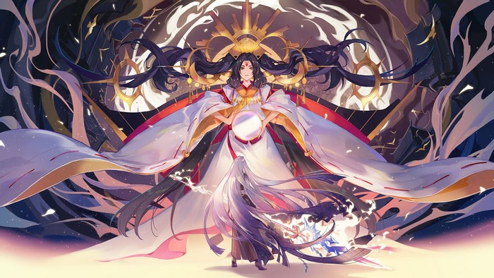 Amaterasu from Onmyouji holding a sphere