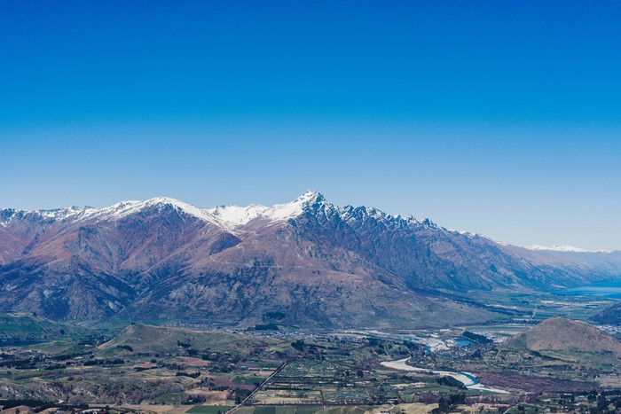 Snow-capped mountains near Queenstown, New Zealand