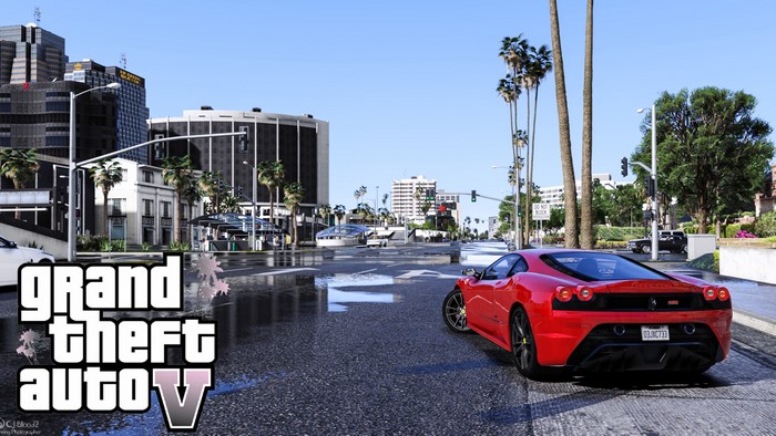 Red Ferrari in Grand Theft Auto V City