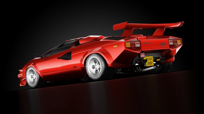 Red Lamborghini Countach LP5000 QV with spoiler