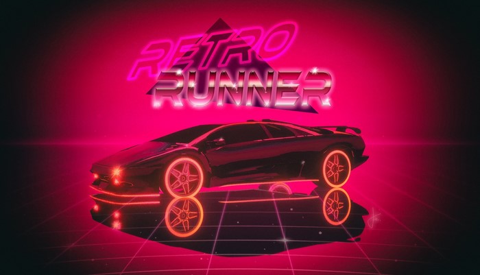 Retro Runner car with neon lights