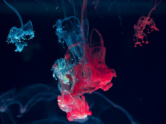 Abstract Blue and Red Ink in Water 4K