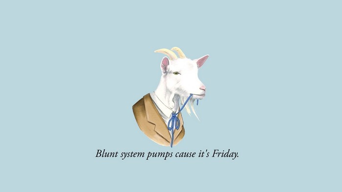 Goat in a suit with a quote